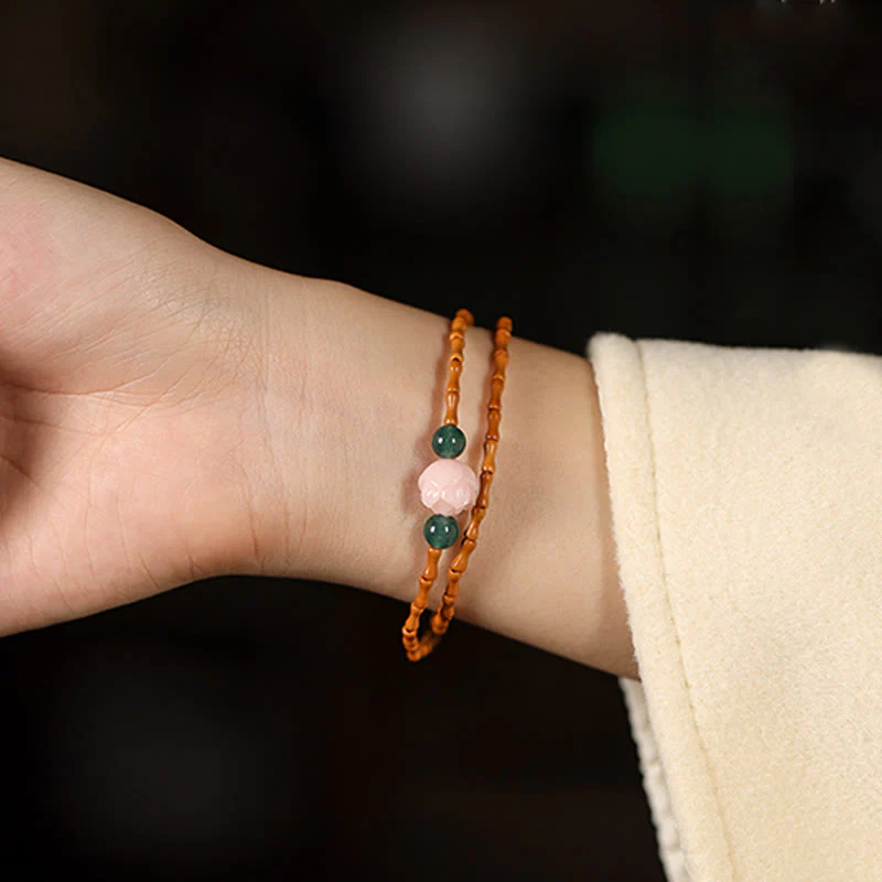Buddha Stones Ultra-fine Olive Pit Lotus Inner Strength Double Circle Bracelet