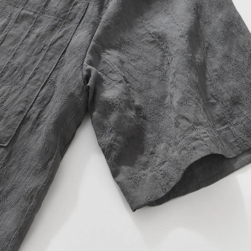 Buddha Stones Summer Short Sleeve Buttons Men's Shirt With Two Pockets