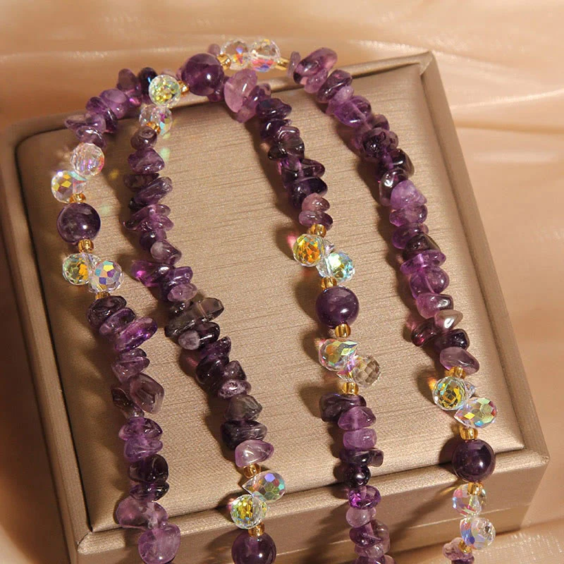 Buddha Stones Butterfly Flower Amethyst Strawberry Quartz Balance Necklace Pendant