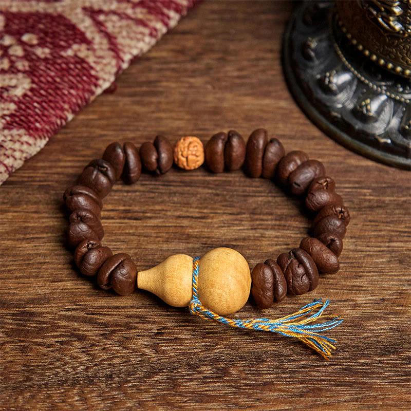 Buddha Stones Natural Gourd Coffee Beans Bracelet