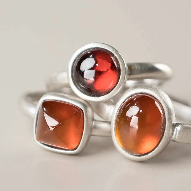Buddha Stones Natural 925 Sterling Silver Garnet Adjustable Inserted Calm Ring