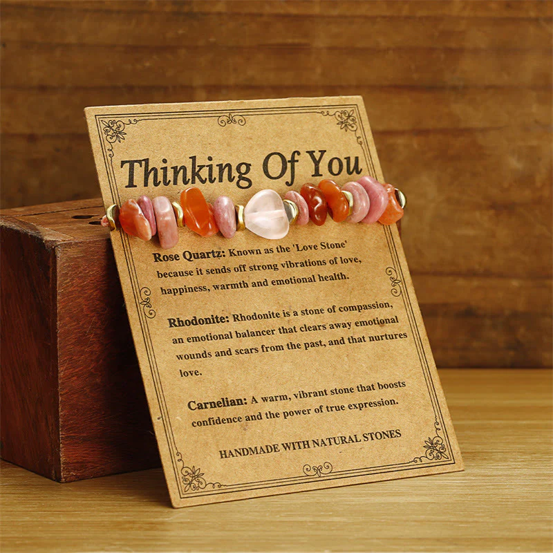 Buddha Stones Thinking Of You Rose Quartz Rhodonite Carnelian Relationships Bracelet