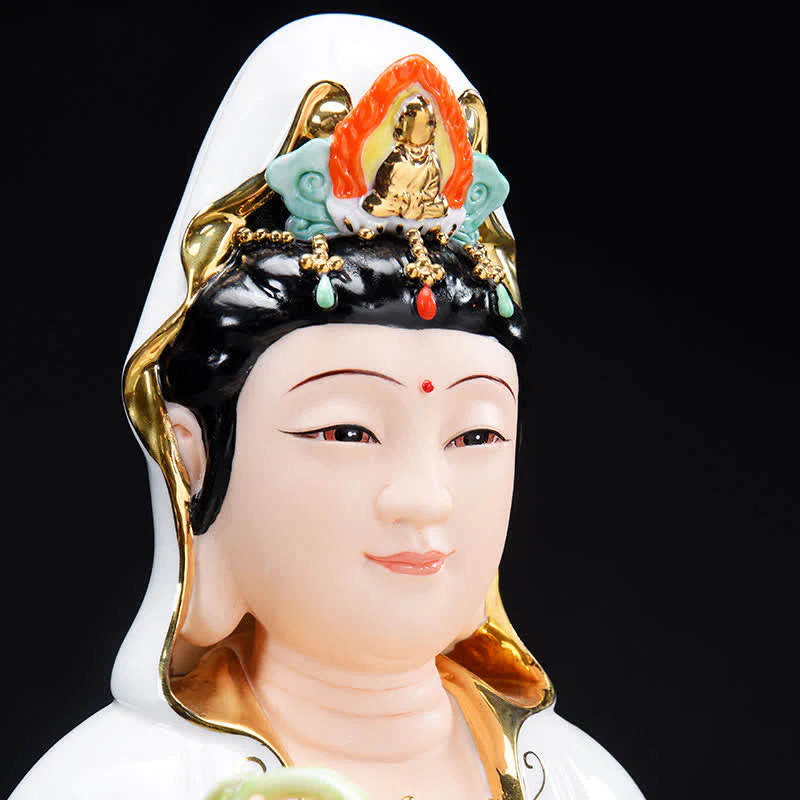 Buddha Stones Chenrezig Bodhisattva Avalokitesvara Success Ceramic Statue Home Decoration
