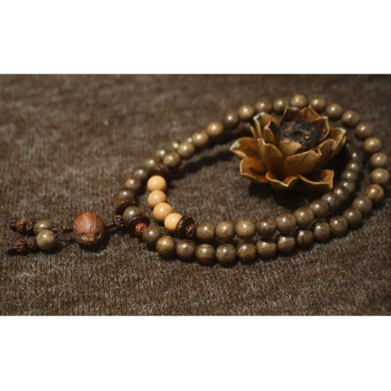 Buddha Stones Tibetan Sandalwood Protection Charm Mala Bracelet