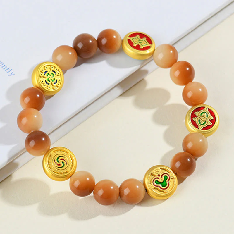 Buddha Stones Bodhi Seed Five Directions Gods of Wealth Wisdom Bracelet