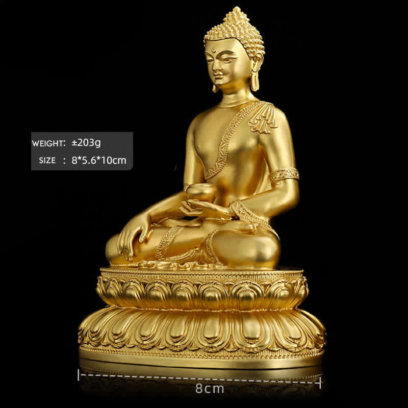 Buddha Stones Shakyamuni Amitabha Medicine Buddha Figurine Serenity Copper Statue Home Decoration