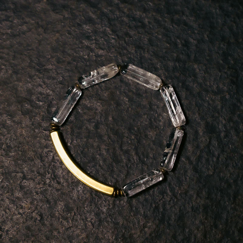 Buddha Stones Square White Crystal Copper Luck Healing Bracelet