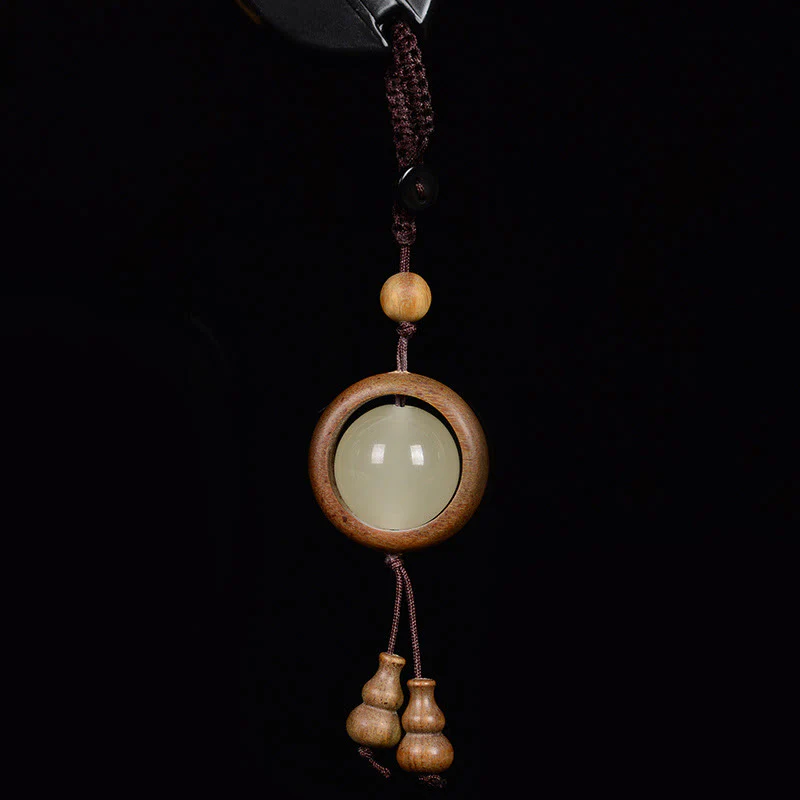 Buddha Stones Red Sandalwood Ebony Wood Green Sandalwood Luminous Lucky Bead Gourd Peace Key Chain