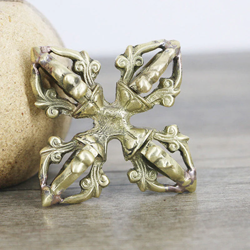 Buddha Stones Nepal Handmade 5 Prong Double Dorje Copper Strength Vajra