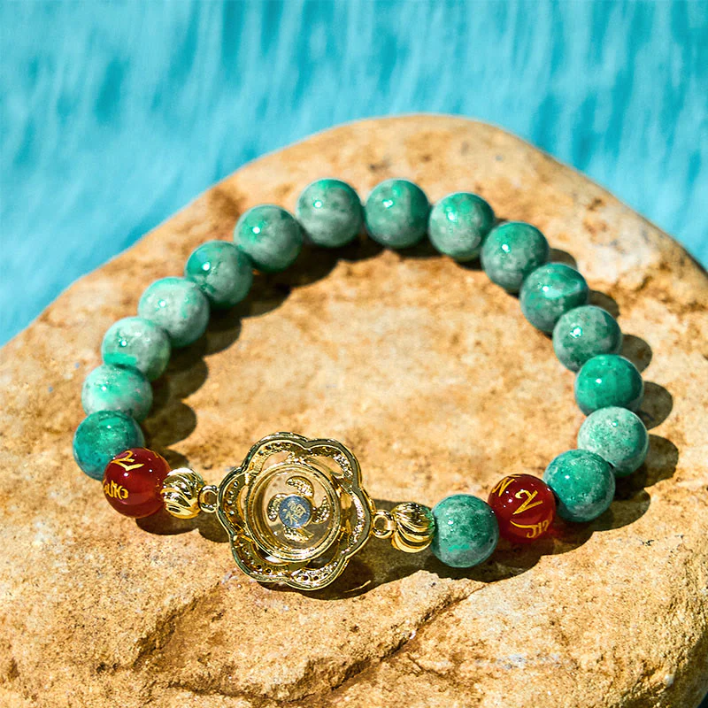 Buddha Stones Natural Jade Om Mani Padme Hum Cyclone Charm Prosperity Bracelet