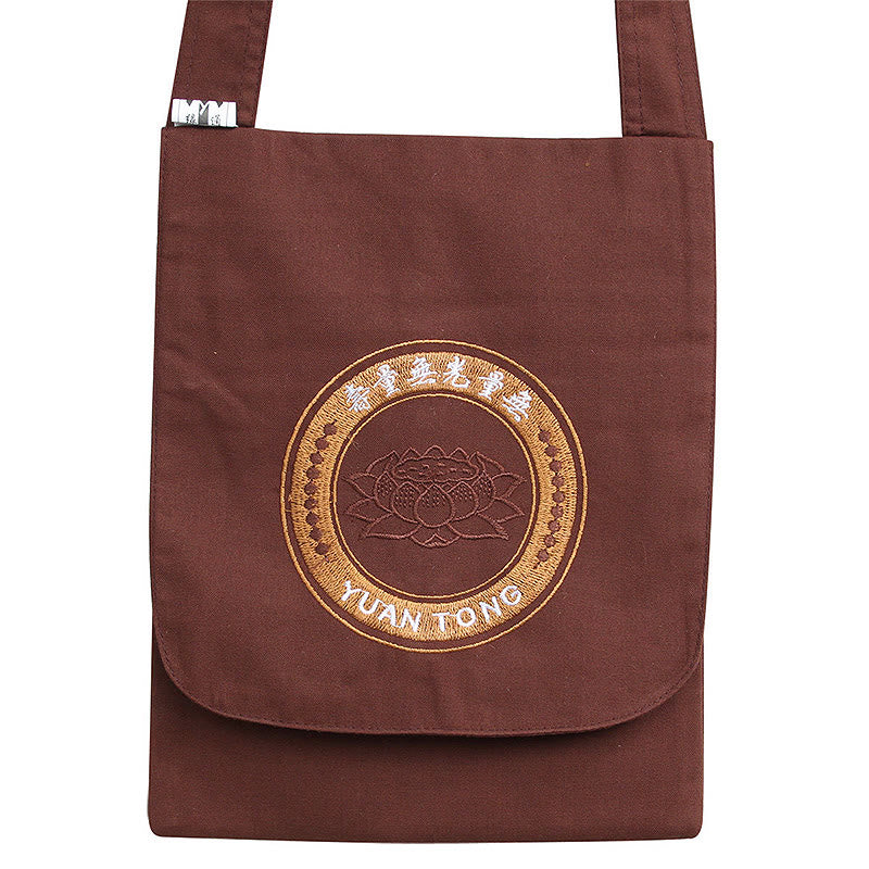 Buddha Stones Lotus Embroidered Spiritual Mind Practice Cotton Shoulder Bag Crossbody Bag