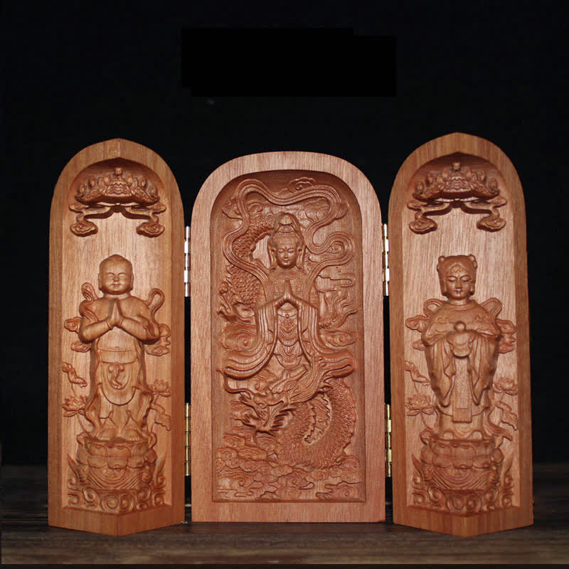 Buddha Stones Avalokitesvara Kwan Yin Buddha Cherry Wood Compassion Home Decoration Altar