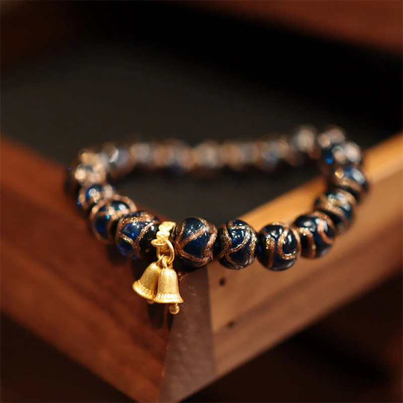 Buddha Stones Tibetan Gold Swallowing Beast Family Five God Of Wealth Thangka Fortune Bead Bracelet