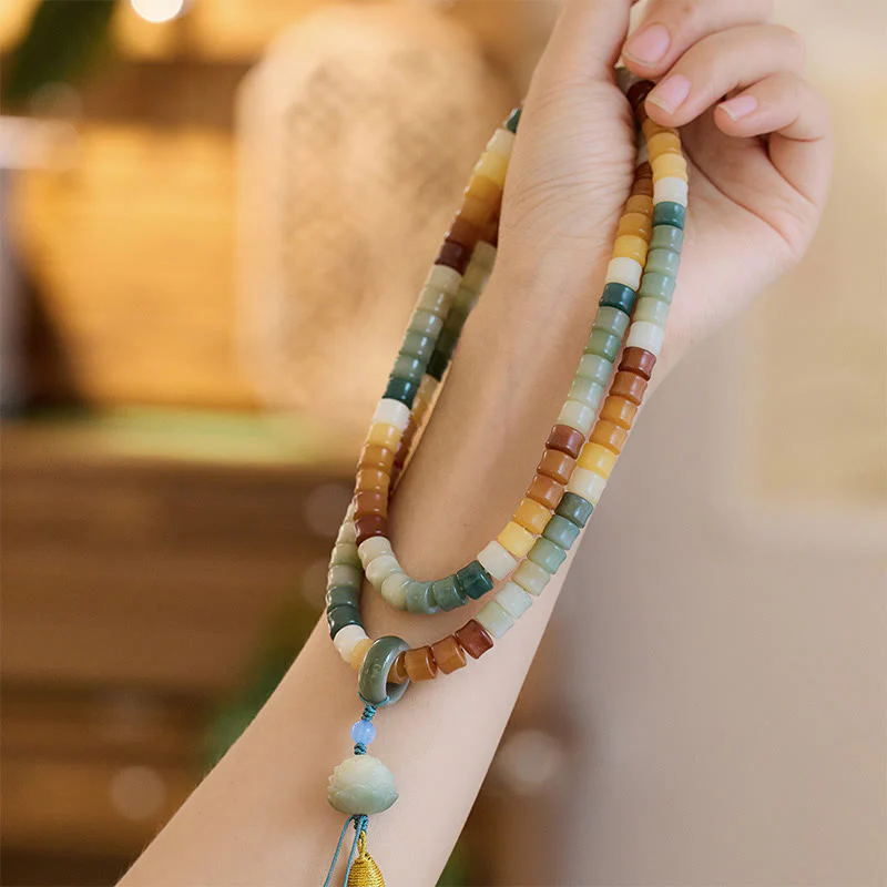 Buddha Stones 108 Mala Beads Bodhi Seed Buddha Hand Lotus Engraved Harmony Bracelet