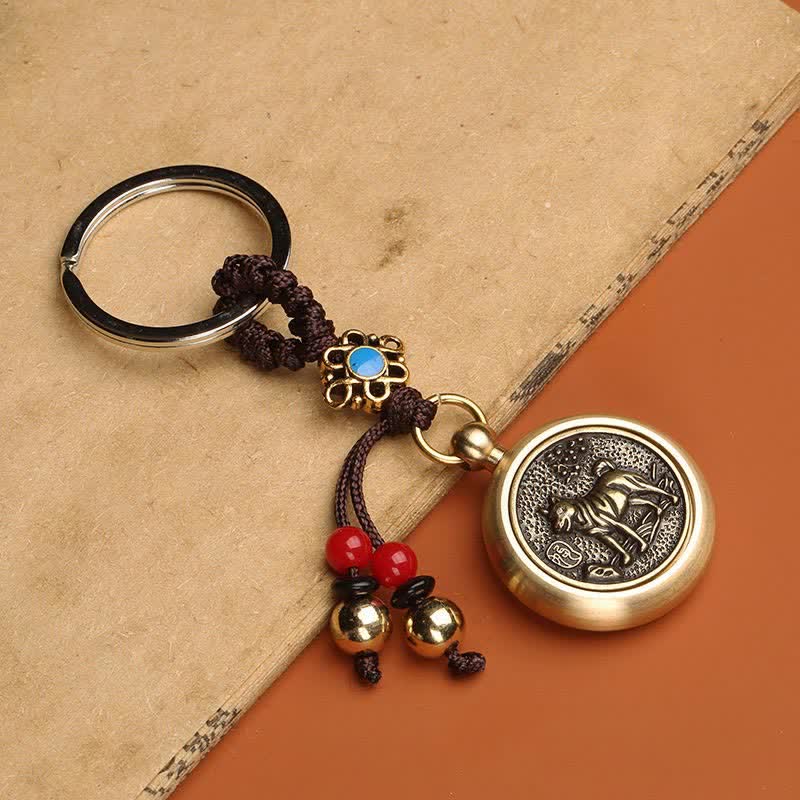 Buddha Stones 12 Chinese Zodiac Blessing Wealth Fortune Keychain