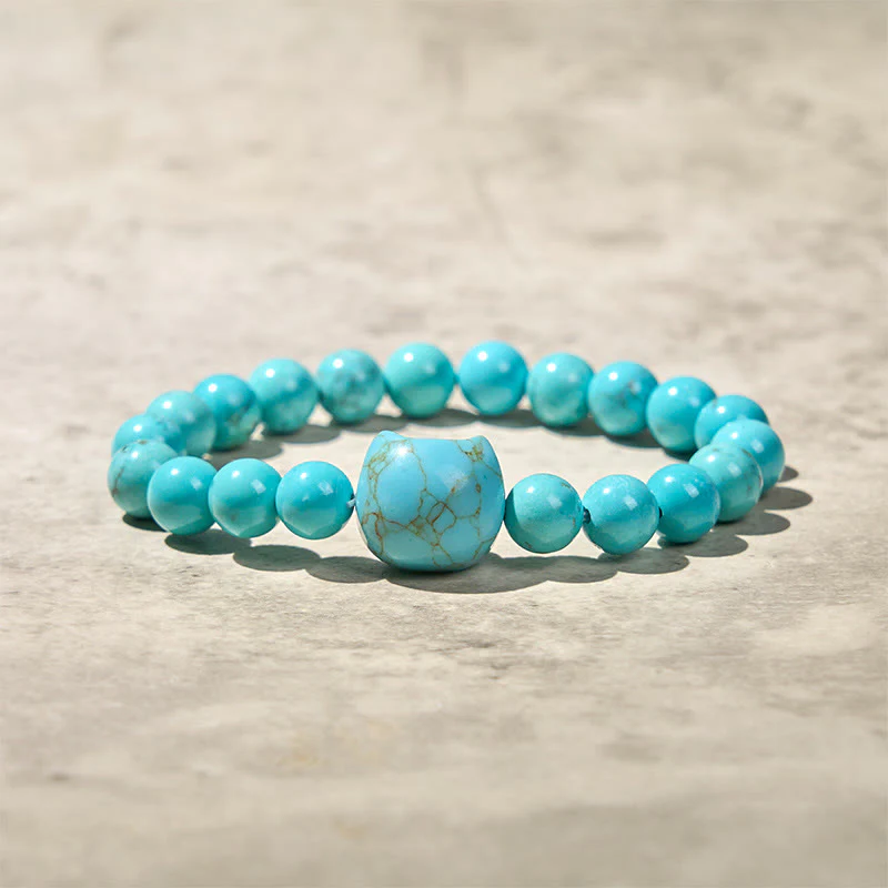 Buddha Stones Natural Cat Turquoise Strength Beads Bracelet
