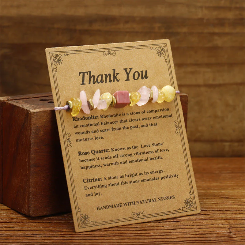 Buddha Stones Thank You Rose Quartz Citrine Rhodonite Passionate Bracelet