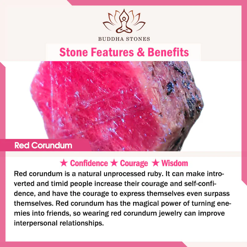 Buddha Stones Emerald Crystal Red Corundum Confidence Courage Ring Earrings Necklace Pendant