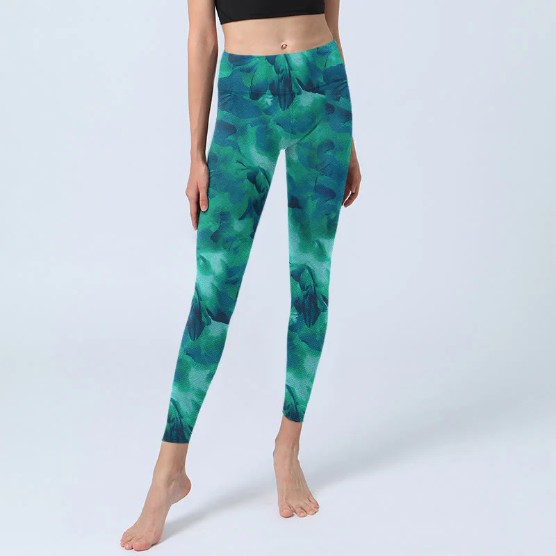 Buddha Stones Floral Print Gym Leggings Women's Yoga Pants