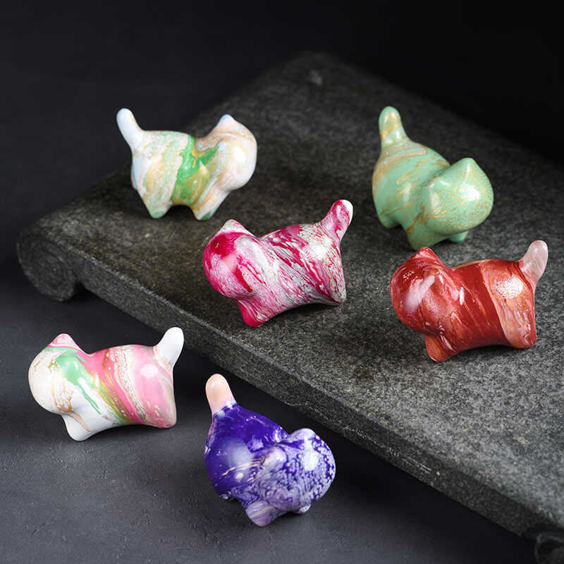 Buddha Stones Mini Lovely Cat Ebony Wood Lacquer Craft Peace Decoration