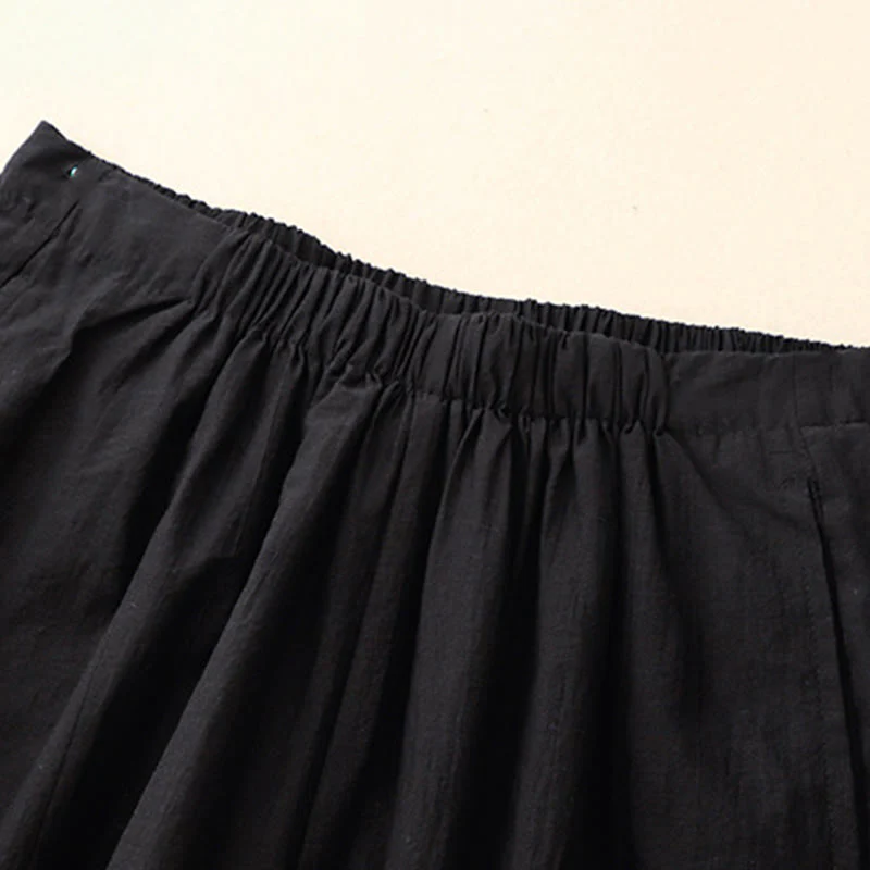Buddha Stones Casual Simple Design Women's Cotton Harem Pants With Pockets