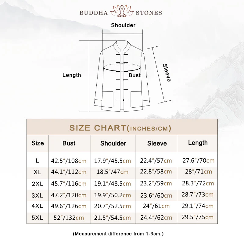 Buddha Stones 2Pcs Zen Tang Suit Men's Frog-Button Long Sleeve Shirt Pants Set With Pockets