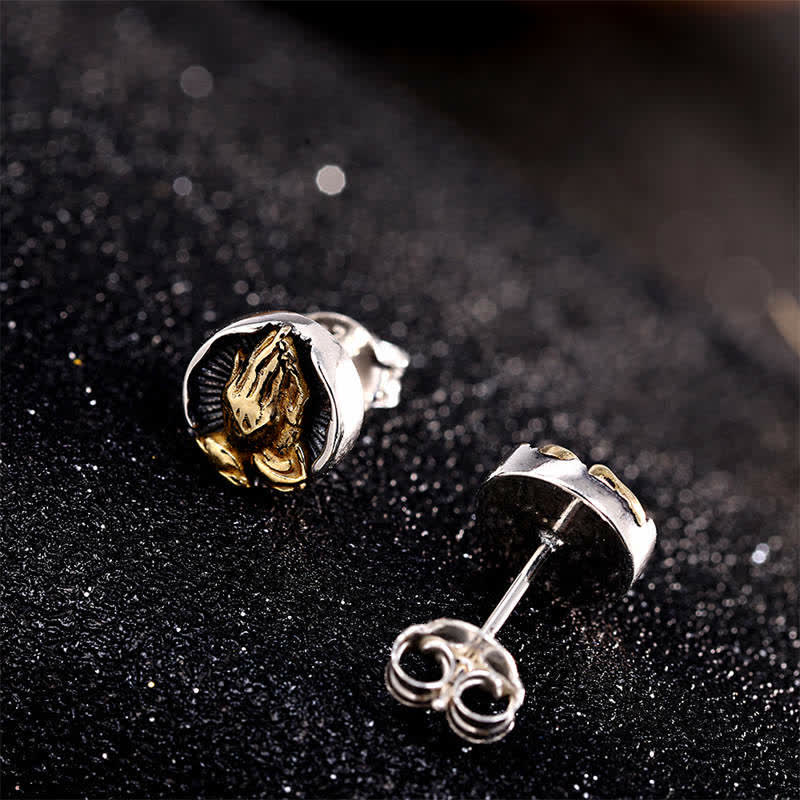 Buddha Stones 925 Sterling Silver Namaste Equality Stud Earrings