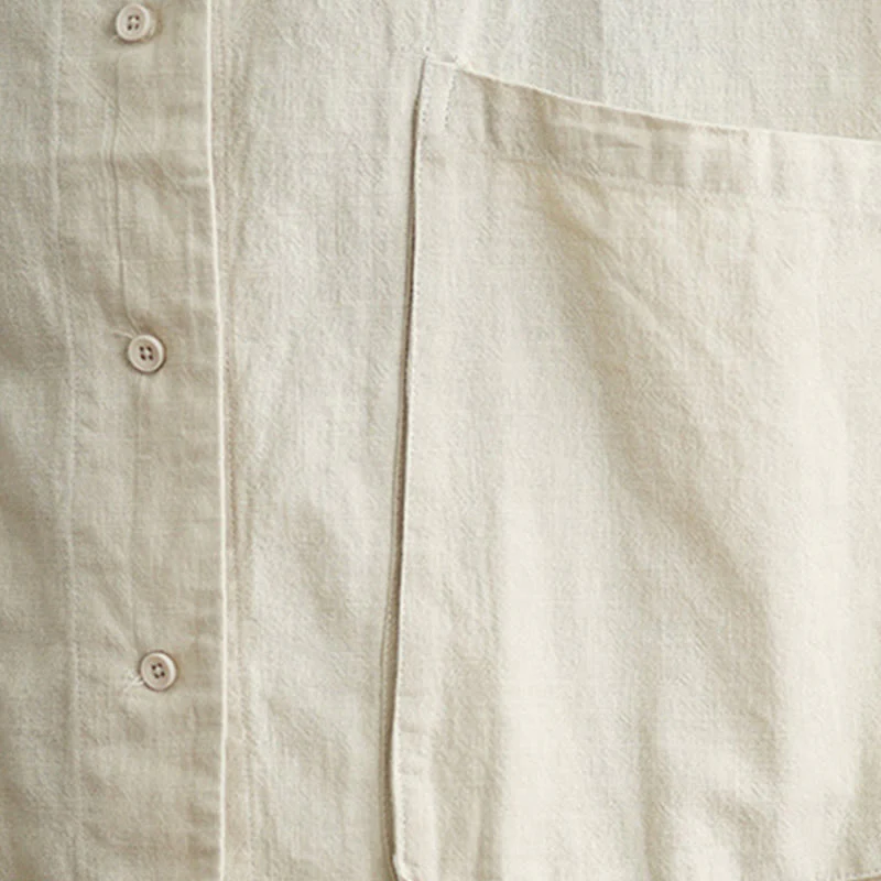 Buddha Stones Plain Design Long Sleeve Women's Cotton Linen Jacket With Pockets