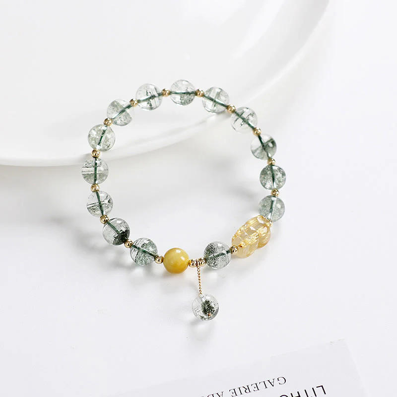 Buddha Stones Green Phantom Citrine PiXiu Confidence Bracelet