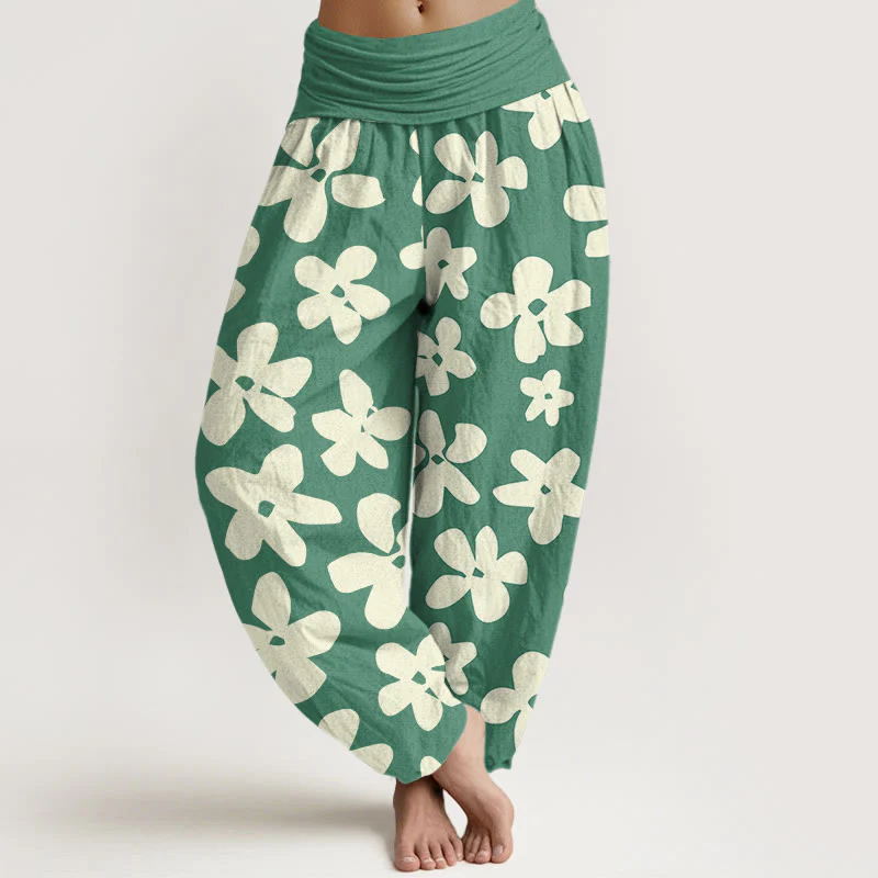 Buddha Stones Casual Bohemian Style Floral Women's Elastic Waist Harem Pants