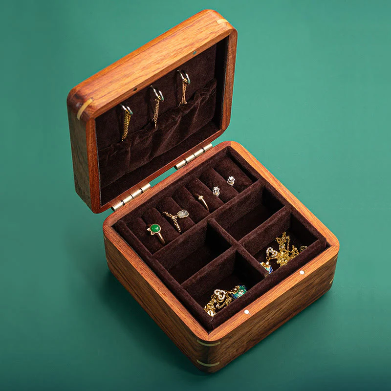 Buddha Stones Antique Flower Leaf Handmade Rosewood Jewelry Storage Box Wooden Gift Organizer Box