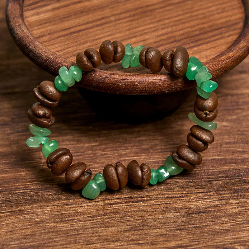 Buddha Stones Handmade Natural Coffee Beans Amethyst Citrine Amazonite Irregular Crystal Bracelet