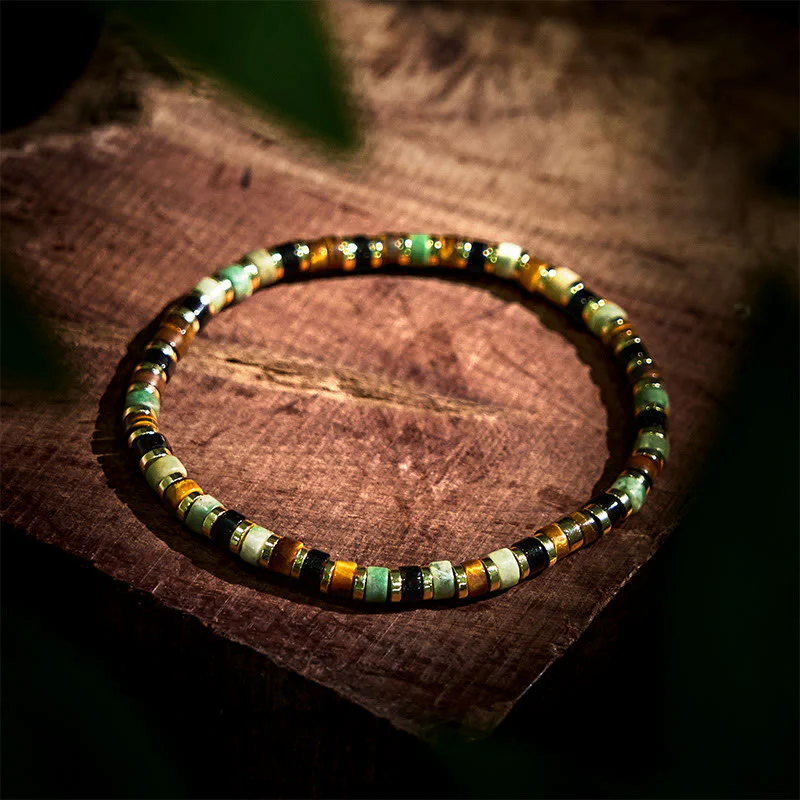 Buddha Stones Natural Hematite Tiger Eye Stones Support Bracelet