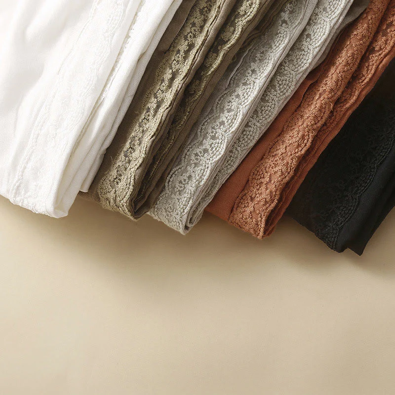 Buddha Stones Plain Lace Women's Harem Cotton Linen Pants With Pockets