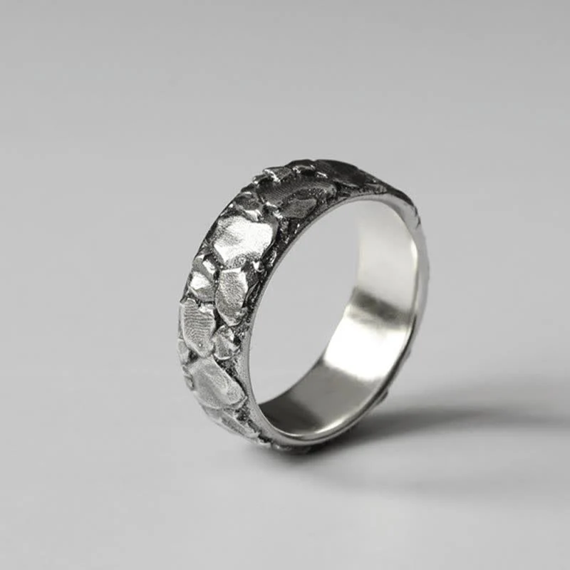 Buddha Stones Rock Pattern Luck Blessing Copper Ring