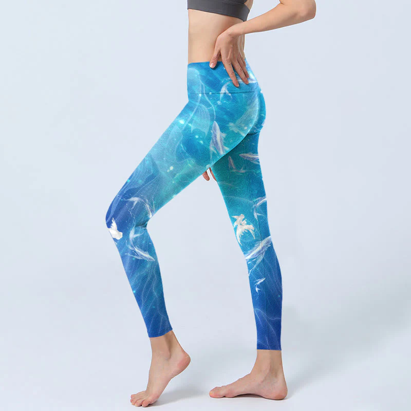 Buddha Stones Fish In The Ocean Print Gym Leggings Women's Yoga Pants