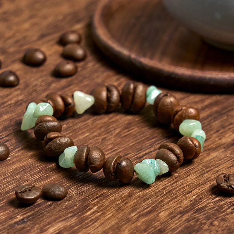 Buddha Stones Handmade Natural Coffee Beans Amethyst Citrine Amazonite Irregular Crystal Bracelet