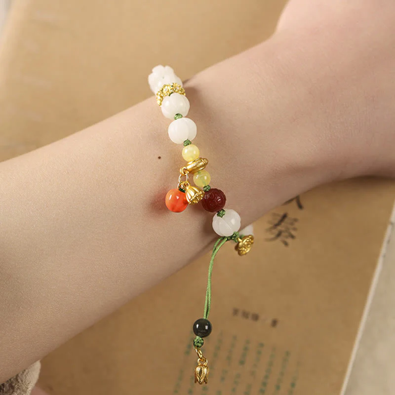 Buddha Stones Natural Bodhi Seed Lotus Pumpkin Bead Peace Harmony Bracelet