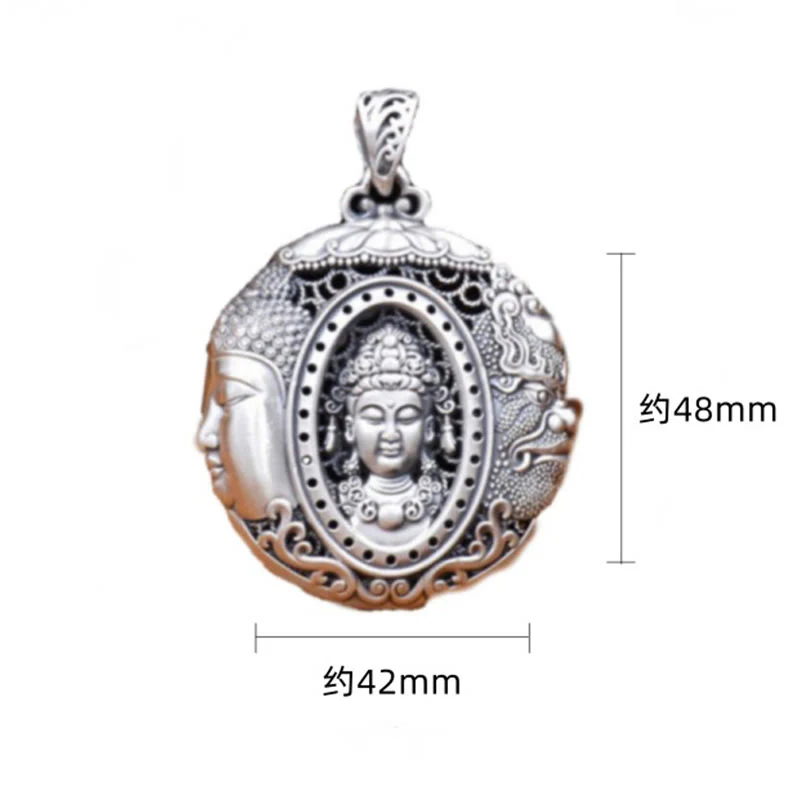 Buddha Stones Copper Buddha Devil Pattern Serenity Pendant Necklace