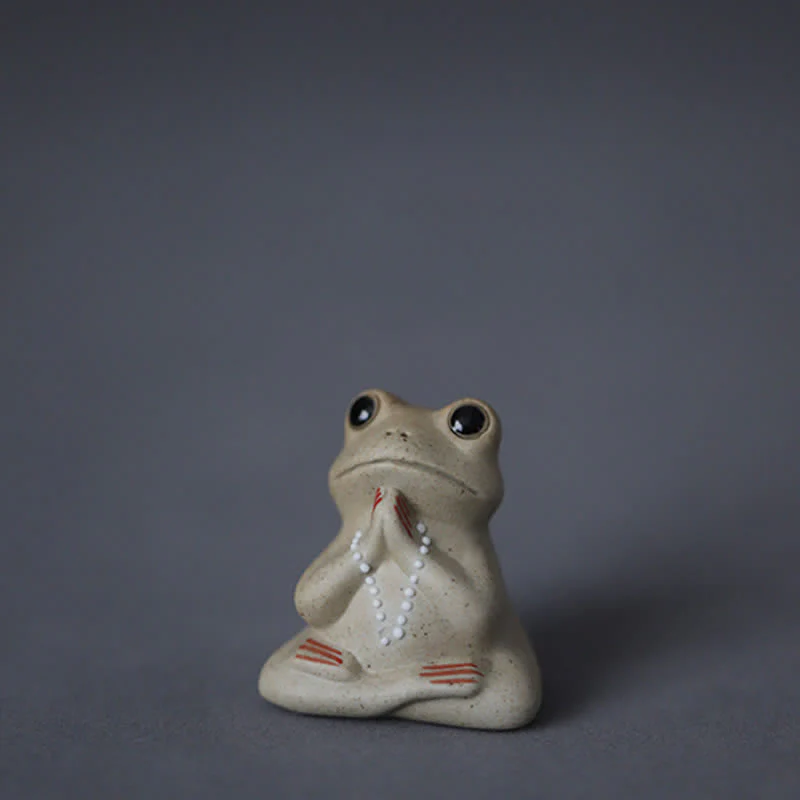 Buddha Stones Meditating Ceramic Small Frog Statue Decoration