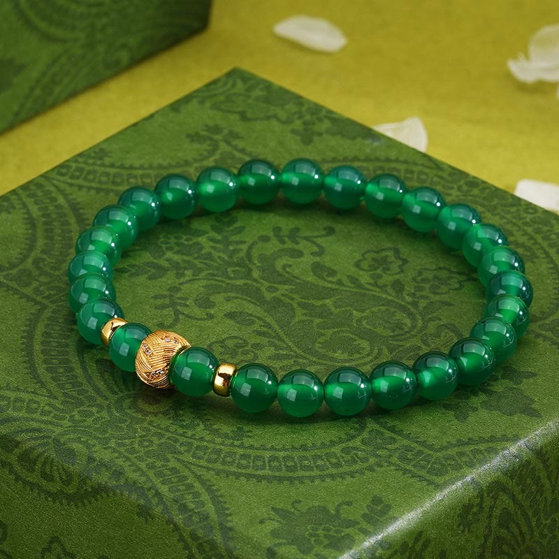 Buddha Stones Green Agate Beads Support Bracelet