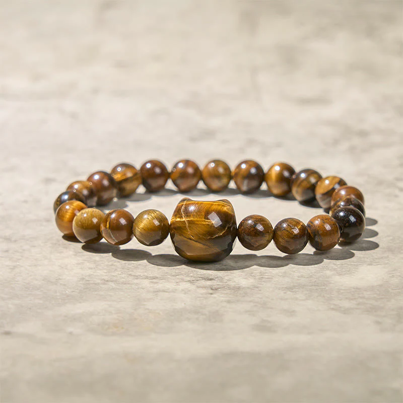 Buddha Stones Cute Cat Tiger Eye Power Beads Bracelet