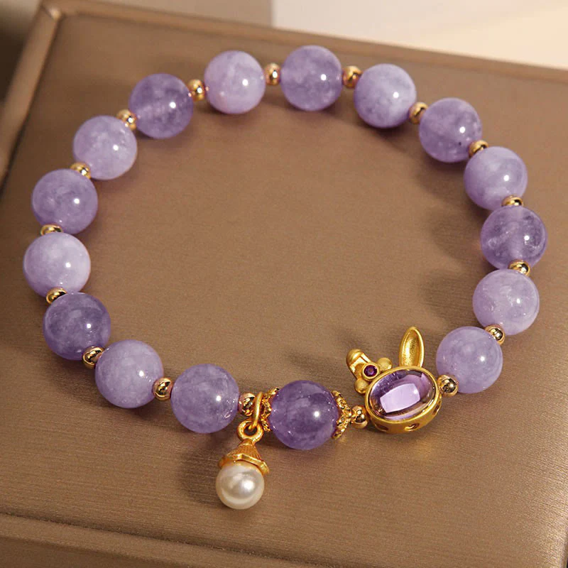 Buddha Stones Natural Purple Quartzite Rabbit Happiness Bracelet