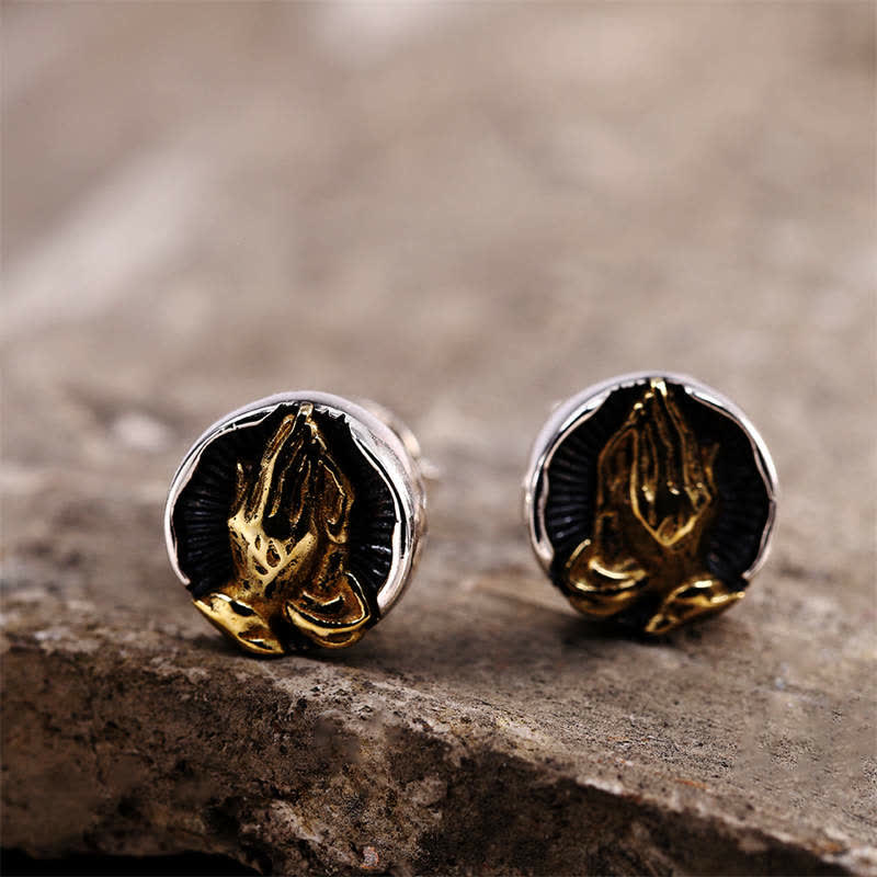 Buddha Stones 925 Sterling Silver Namaste Equality Stud Earrings