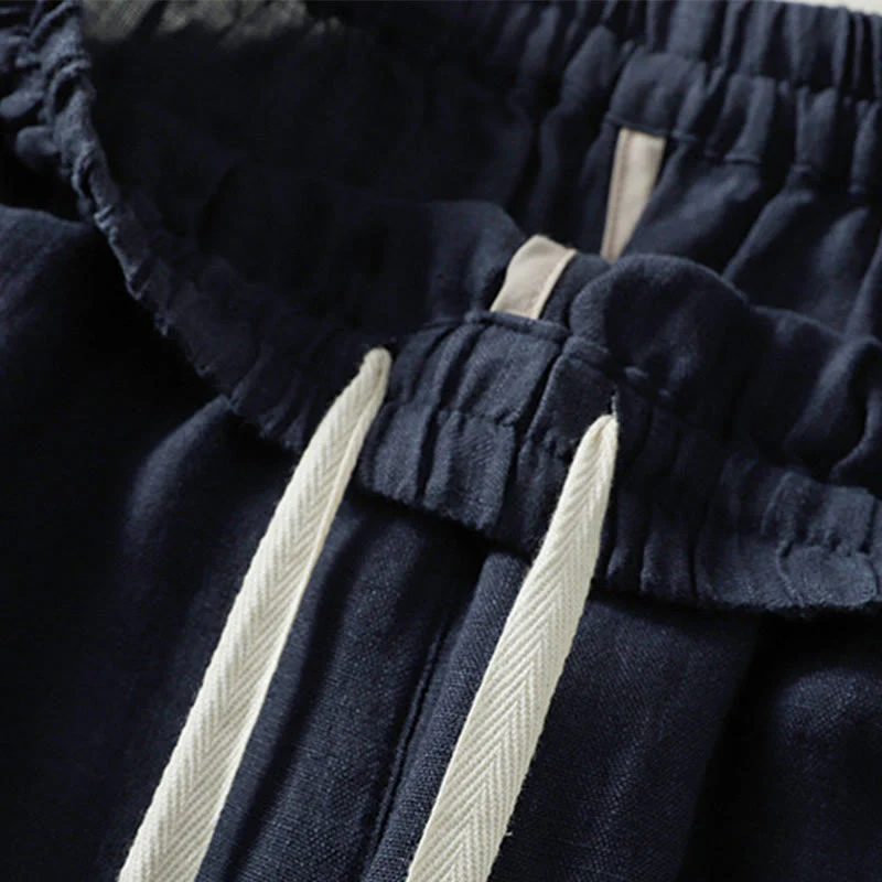 Buddha Stones Casual Plain Drawstring Design Women's Cotton 7-8 Length Pants With Pockets