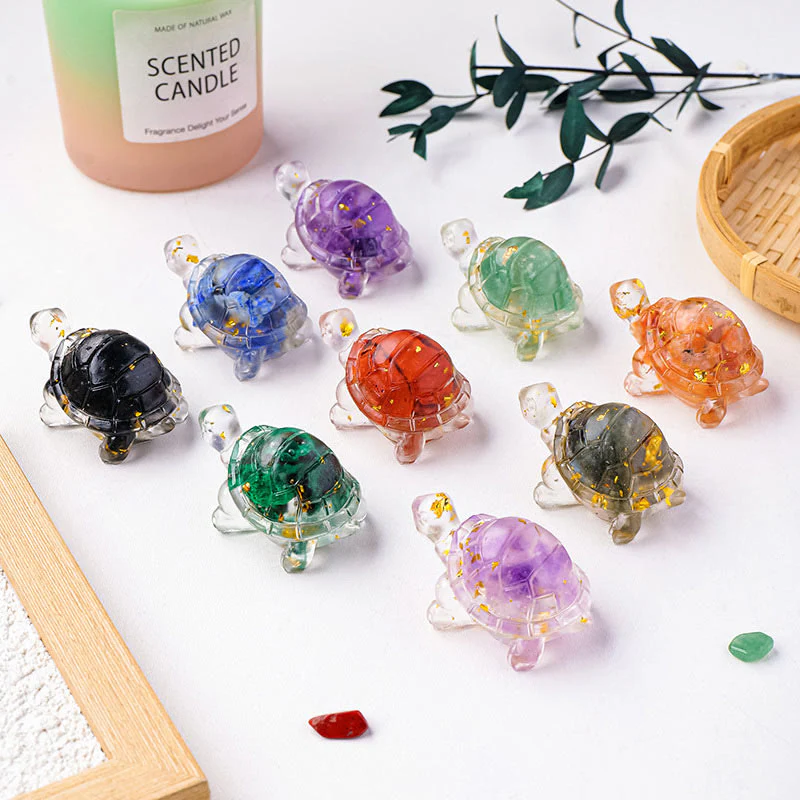 Buddha Stones Various Stone Citrine Green Aventurine Amethyst Mini Turtle Prosperity Home Decoration