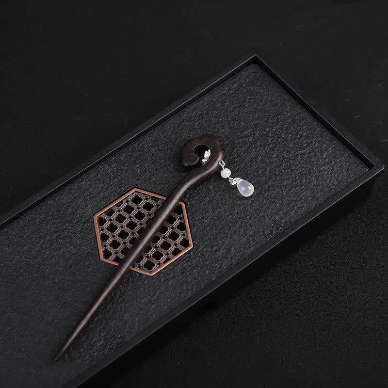 Buddha Stones Ebony Auspicious Cloud Courage Hairpin