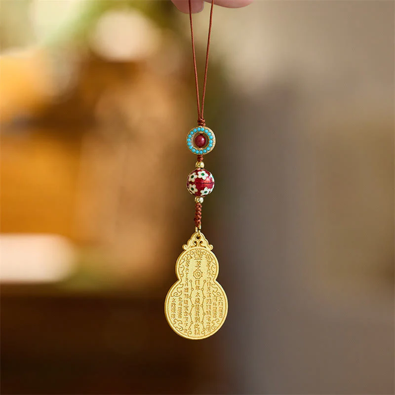 Buddha Stones Wu Lou Gourd Fu Character Tai Sui Amulet Fortune Phone Hanging Decoration Key Chain