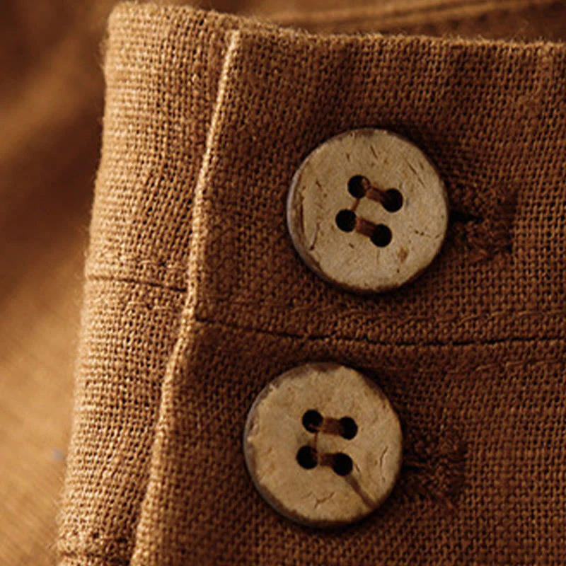 Buddha Stones Summer Casual Simple Design Linen Women's Wide Leg Pants With Zipper Pockets