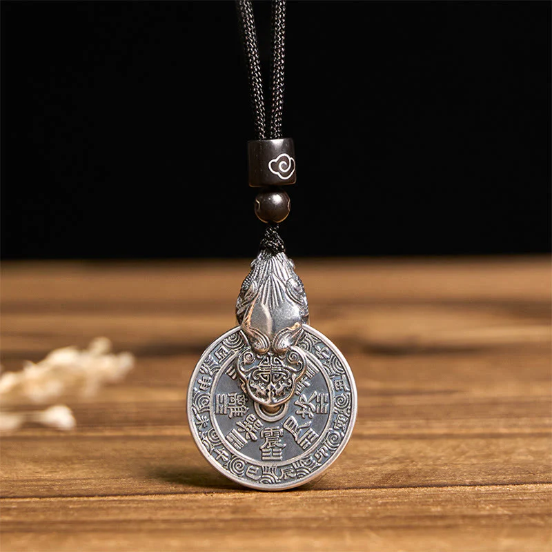 Buddha Stones Mountain Ghosts Spend Money Bagua Design Copper Pixiu Harmony Necklace Pendant